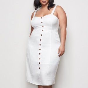 Good American The Bustier Dress Satin Ivory Leopard Midi Dress